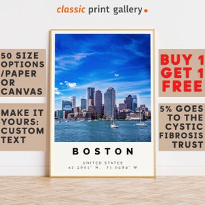 Boston Poster Colorful Print, Boston Wall Art, Boston Photo Decor, Boston Gift Travel Print,Travel Art,7748