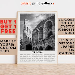 Verona Print, Verona Wall Art, Verona Black and White Poster, Personalized Birthday Travel Gift Present Photography  Artwork, Italy 12361a2