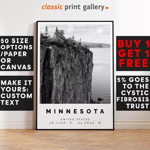Minnesota Poster Black and White Print, Minnesota Wall Art, Minnesota Travel Poster, Minnesota Photo Print, State Poster, 2888