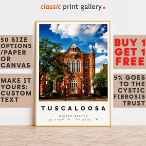 Tuscaloosa Poster Colorful Print, Tuscaloosa Wall Art, Tuscaloosa Photo Decor, Tuscaloosa Gift Travel Print,Alabama,Gift For Her,8407