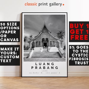 Luang Prabang Poster Black and White Print, Luang Prabang Wall Art, Luang Prabang , Luang Prabang Photo Print,Northern Laos,6559