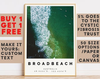 Broadbeach Print,Broadbeach Wall Art,Broadbeach Colorful Poster,Personalized Birthday Beach Travel Gift Coastal Australia 15505