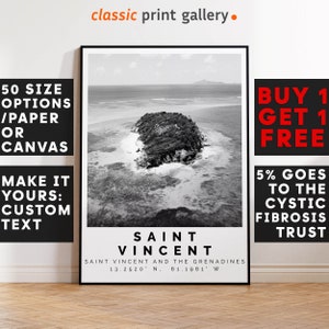 Saint Vincent Poster Black and White Print, Saint Vincent Wall Art, Saint Vincent Travel Photo, Saint Vincent Map, 4250