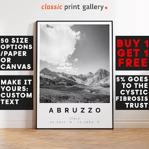 Abruzzo Poster Black and White Print, Abruzzo Wall Art, Abruzzo Travel Poster, Abruzzo Photo Print,Italy,5996