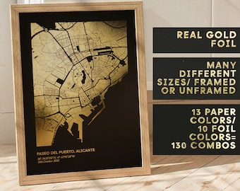 Personalized Foil Map - Special Location Custom Print, Perfect Gift for Wedding, Engagement, Anniversary, A3 A4 Gold, Copper Foil, F62