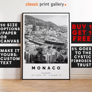 Monaco Poster Black and White Print, Monaco Wall Art, Monaco Photo,Mùnegu, Mónegue, France, Europe, Monte Carlo, French Riviera, Europe 2893