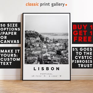 Lisbon Poster Black and White Print, Lisbon Wall Art, Lisbon Travel Photo, Lisbon Map, Portugal Poster, Portugal Print, 3808