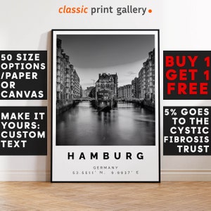 Hamburg Poster Schwarz-Weiß Druck, Hamburg Wandkunst, Hamburg Reisefoto, Hamburg Karte, Deutschland Poster, Deutschland Druck, 3532