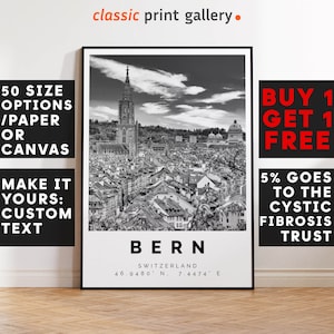 Bern Poster Black and White Print, Bern Wall Art, Bern Travel Poster, Bern Photo Print, Switzerland, Berne, Bärn, Switzerland Wall Art, 3107