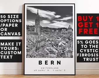 Bern Poster Black and White Print, Bern Wall Art, Bern Travel Poster, Bern Photo Print, Switzerland, Berne, Bärn, Switzerland Wall Art, 3107