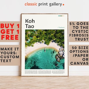 Koh Tao Print, Koh Tao Wall Art, Koh Tao Color Poster With Text, Personalized Birthday Travel Gift Present Photography, Thailand 11856b