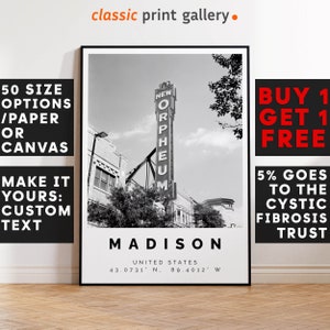 Madison Poster Black and White Print, Madison Wall Art, Madison Travel Photo, Madison Map, Wisconsin Poster, Wisconsin Print, 3814