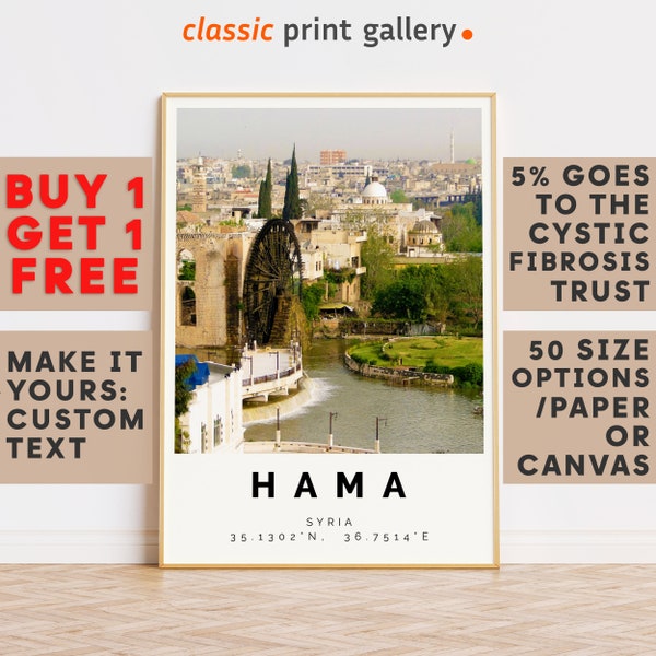 Hama Print,Hama Wall Art,Hama Colorful Poster,Personalized Birthday Travel Gift Present Photography Artwork Syria 12493b