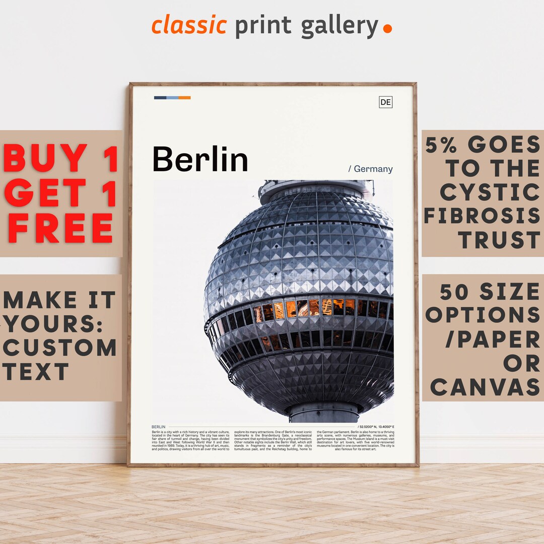 Berlin Print, Berlin Wall Art, Berlin Color Poster With Text ...