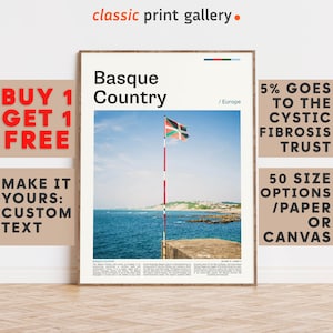 Basque Country Print, Basque Country Wall Art, Basque Country Color Poster With Text, Personalized Birthday Travel Gift, Spain 11482b4