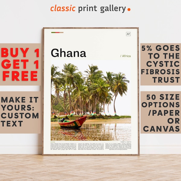 Ghana Print, Ghana Wall Art, Ghana Color Poster With Text, Personalized Birthday Travel Gift Present Photography  Artwork,Ghana 11728b1