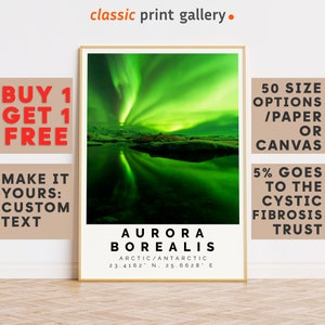 Aurora Borealis Print Colorful Poster|Aurora Borealis Wall Art|Aurora Borealis Travel Poster Gift|Arctic Antarctic|16398b