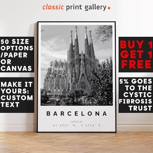 Barcelona Poster Black and White Print, Barcelona Wall Art, Barcelona Travel Poster, Barcelona Photo Print, Catalonia, Spain, España, 3063
