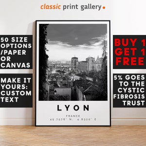 Lyon Poster Black and White Print, Lyon Wall Art, Lyon Travel Poster, Lyon Photo Print, France Poster Art, Rhone Alpes Print 2761