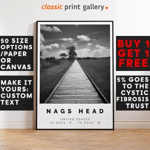 Nags Head Poster Black and White Print, Nags Head Wall Art, Nags Head Travel Poster, Nags Head Photo Print, North Carolina, USA,5088