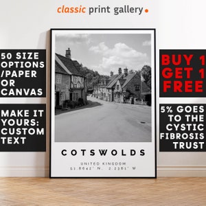 Cotswolds Poster Black and White Print, Cotswolds Wall Art, Cotswolds Travel Poster Photo, Cotswolds Map, England, UK, United Kingdom, 3329