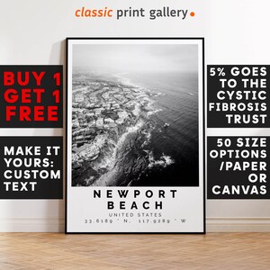 Newport Beach Print,Newport Beach Wall Art,Newport Beach BW Poster,Personalized Birthday Beach Travel Gift Coastal Usa 14667a