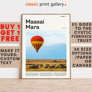 Masai Mara Print, Masai Mara Wall Art, Masai Mara Color Poster With Text, Personalized Birthday Travel Gift Present, Kenya 11968b