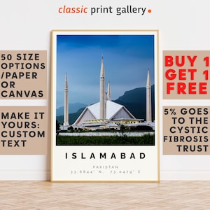 Islamabad Poster Colorful Print, Islamabad Wall Art, Islamabad Gift Travel Print,Pakistan,Gift For Him,Gift For Travel Lover,8158