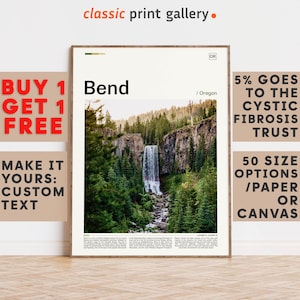 Bend Oregon Print, Bend Oregon Wall Art, Bend Oregon Color Poster With Text, Personalized Birthday Travel Gift Present, USA 11491b