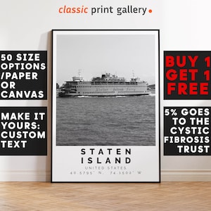 Staten Island Poster Black and White Print, Staten Island Wall Art,Staten Island Travel Photo, Staten Island Map, New York Poster Print,4119