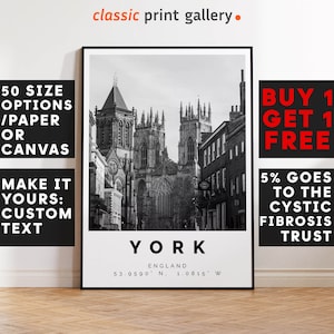 York Print Black and White Photo, York Wall Art, York Travel Poster, York Photo Print, Yorkshire Wall Art, England Decor, 3849