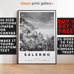 Salerno Poster Black and White Print, Salerno Wall Art, Salerno Travel Poster, Salerno Photo Print,Italy,5975