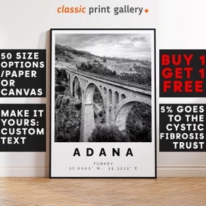 Adana Poster Black and White Print, Adana Wall Art, Adana Travel Poster, Adana Photo Print,Turkey,6047