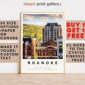 Roanoke Poster Colorful Print, Roanoke Wall Art, Roanoke Photo Decor, Roanoke Gift Travel Print,Virginia,Large Wall Art,9721