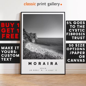 Moraira Print,Moraira Wall Art,Moraira Black and White Poster,Personalized Birthday Travel Gift Present Photography Artwork Spain 12807a