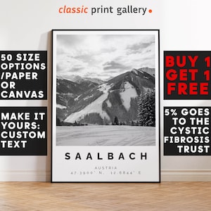Ski Print,Saalbach Skiing Poster Print, Winter Sport Gift, Skiing Art, Skiing Wall Art, Ski resort, Ski Gift, Ski Poster, 4259