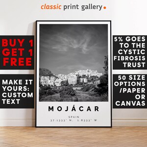 Mojácar Print,Mojácar Wall Art,Mojácar Black and White Poster,Personalized Birthday Travel Gift Present Photography Artwork Spain 12792a