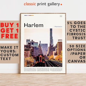 Harlem Print, Harlem Wall Art, Harlem Color Poster With Text, Personalized Birthday Travel Gift Present Photography  Artwork,USA 11775b