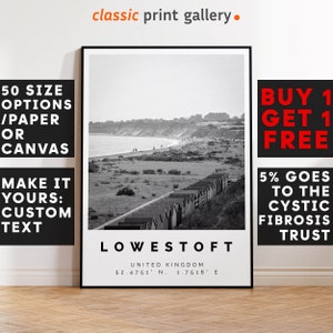 Lowestoft Poster Black and White Print, Lowestoft Wall Art, Lowestoft Photo Print, Lowestoft Gift Travel Decor,United Kingdom,6761