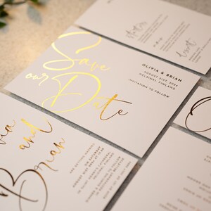 Modern Calligraphy Gold Foil Wedding Invite Wedding Invitation Set, Modern Calligraphy Wedding Invitation Suite W24 image 4