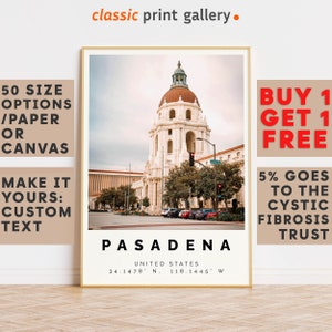 Pasadena Poster Colorful Print, Pasadena Wall Art, Pasadena Photo Decor, Pasadena Gift Travel Print,Los Angeles County,Holiday Art,9427