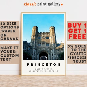 Princeton Poster Colorful Print, Princeton Wall Art, Princeton Photo Decor, Princeton Gift Travel Print,New Jersey,Gift For Him,9716