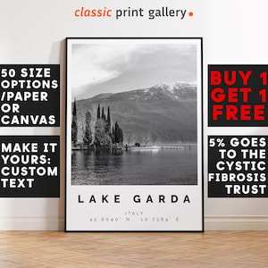 Lake Garda Poster,Lake Garda Print,Lake Garda Black and White Photographic Art, Wedding gift, Coordinates Poster, Travel Gift, 3771