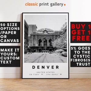 Denver Poster, Denver Print, Denver Photo, Denver Wall Art, Gift Art, Traveller Gift, Scenic Poster, Black and White Photographic Art, 3366