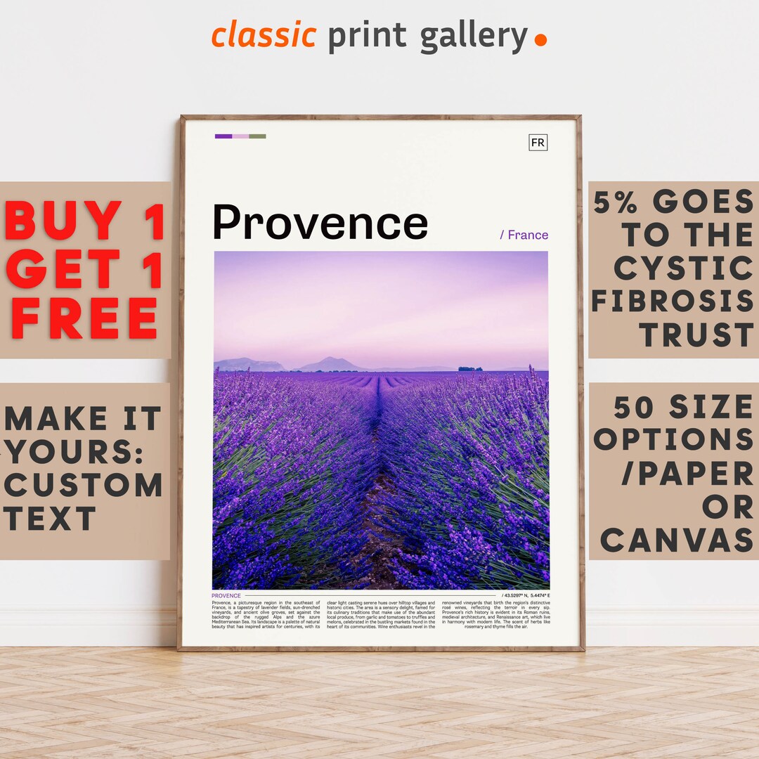 Provence Print, Provence Wall Art, Provence Color Poster With Text ...