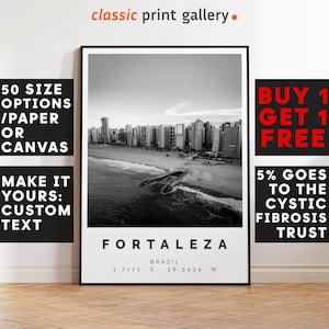 Fortaleza Poster Black and White Print, Fortaleza Wall Art, Fortaleza Travel Poster, Fortaleza Photo Print, Brazil,5480