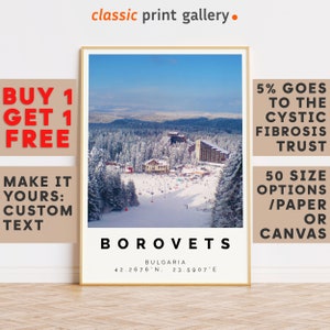 Borovets Print,Borovets Wall Art,Borovets Colorful Poster,Personalized Birthday Travel Gift Present Artwork Bulgaria 12428b1