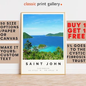 Saint John Poster Colorful Print, Saint John Wall Art, Saint John Photo Decor,U.S. Virgin Islands,Office Wall Art,Travel Posters,9493