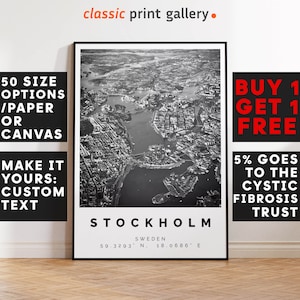 Stockholm Poster Black and White Print, Stockholm Wall Art, Stockholm Travel Photo, Stockholm Map, Sweden Poster, Sweden Print, 4114