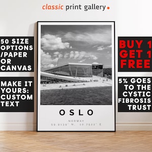 Oslo Poster Black and White Print, Oslo Wall Art, Oslo Travel Photo, Oslo Map, Norway Poster, Norway Print, 4471